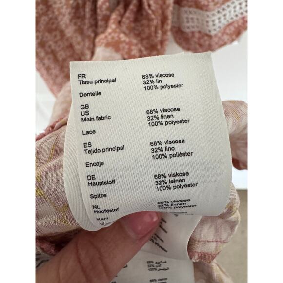 Maje Restella Daisy Printed Lattice Detail Whimsy Garden Wrap Dress 36 Small - Picture 8 of 9